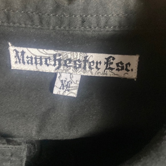Manchester Esc Black Embroidery Button Down  Shirt - Picture 11 of 11